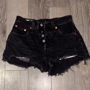 Levi's Black Button-Up Jean Shorts